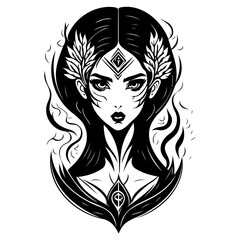 Monochrome Portrait of an Enigmatic Sorceress