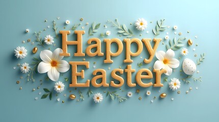 Happy Easter banner of  flower