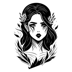 Elegant Woman Vector Art with Floral Accents