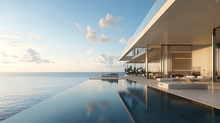 Modern coastal infinity pool house with ocean views.