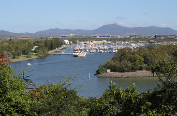 Gladstone Marina filled with boats under a clear blue sky in Queensland, Australia