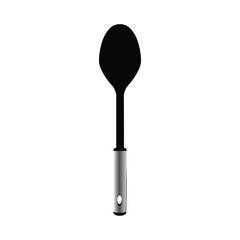 Plastic Spatula with brushed metal handle, kitchen utensils for cooking, vector illustration on white background.