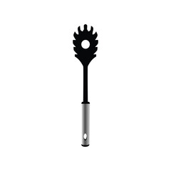 Plastic Spatula with brushed metal handle, kitchen utensils for cooking, vector illustration on white background.