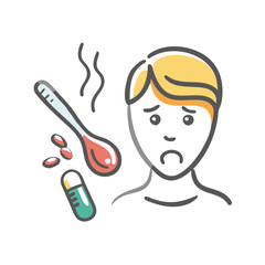 fever medicine icon, fever medicine vector illustration-simple illustration of fever medicine, perfect for fever medicine logos and icons