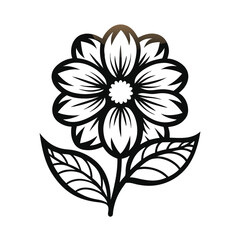 Black and White Flower Outline, Minimalist Floral Design, Elegant Blossom