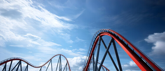 Thrilling Roller Coaster against a Blue Sky