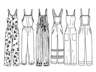 Jumpsuit line art illustration