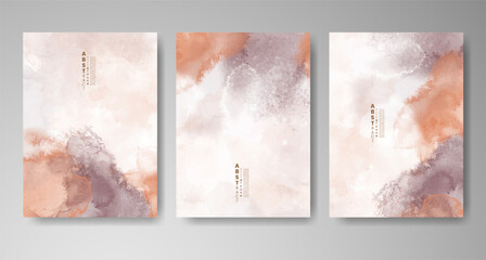 Set of cards with bright colorful vector watercolor background. Design for your date, postcard, banner.