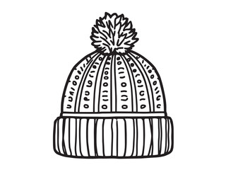 Knit hat line art illustration