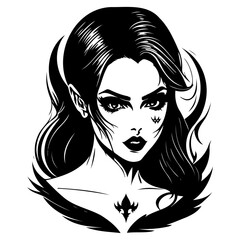 Enchanting Vampire Goth Girl in Black and White