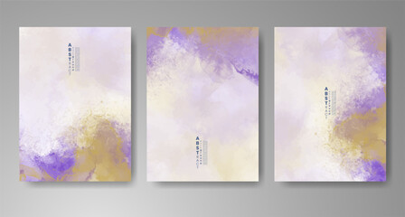 Set of cards with bright colorful vector watercolor background. Design for your date, postcard, banner.