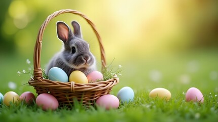 easter bunny and easter eggs