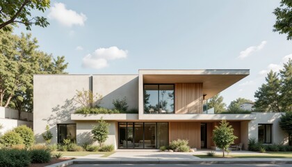 Fototapeta premium An architectural project that balances simplicity, vitality, and sustainable energy solutions.