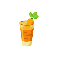 Carrot Ginger Shot in Small Glass on Transparent Background  