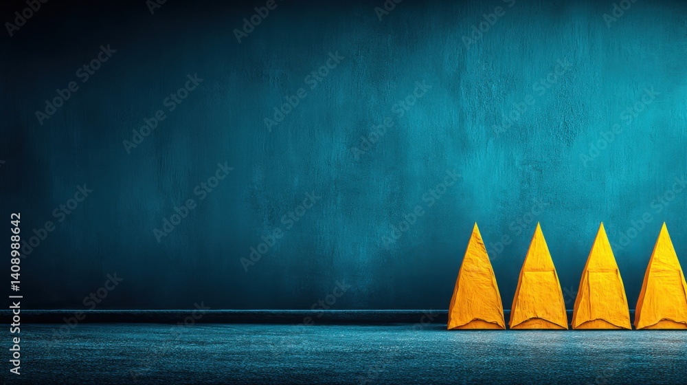 Poster a group of bright orange cones standing out against a background representing attention and visibili