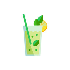 Mojito with Muddled Mint on Transparent Background  