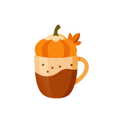 Pumpkin Spice Latte with Nutmeg on Transparent Background  