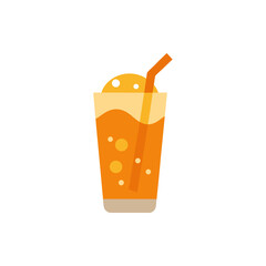 Thai Iced Tea with Orange Hue on Transparent Background  