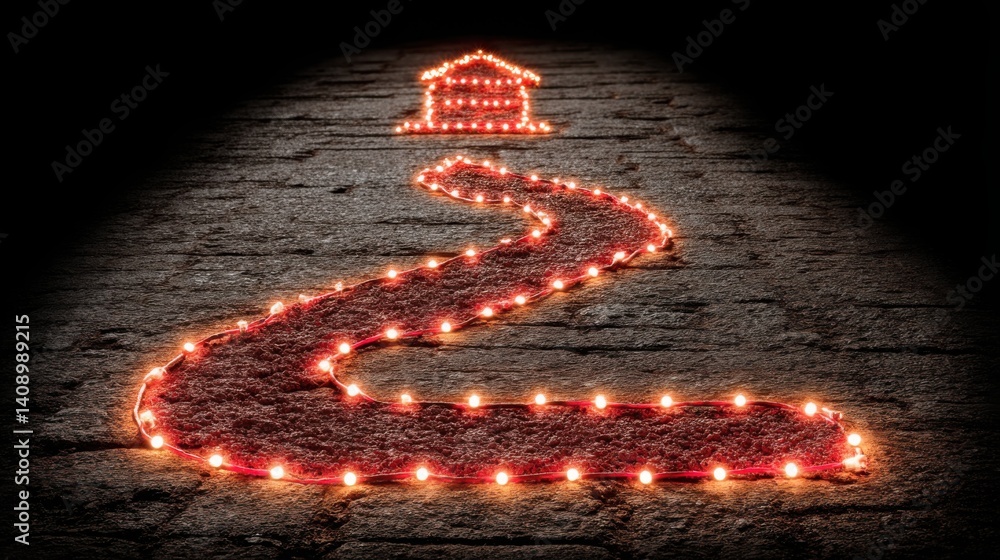 Poster lighted snake design on a brick wall creating a unique urban art piece with a playful and creative v