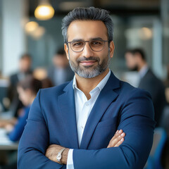Fototapeta premium businessman standing confidently at office