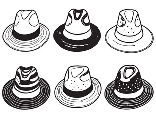 Panama hat line art illustration