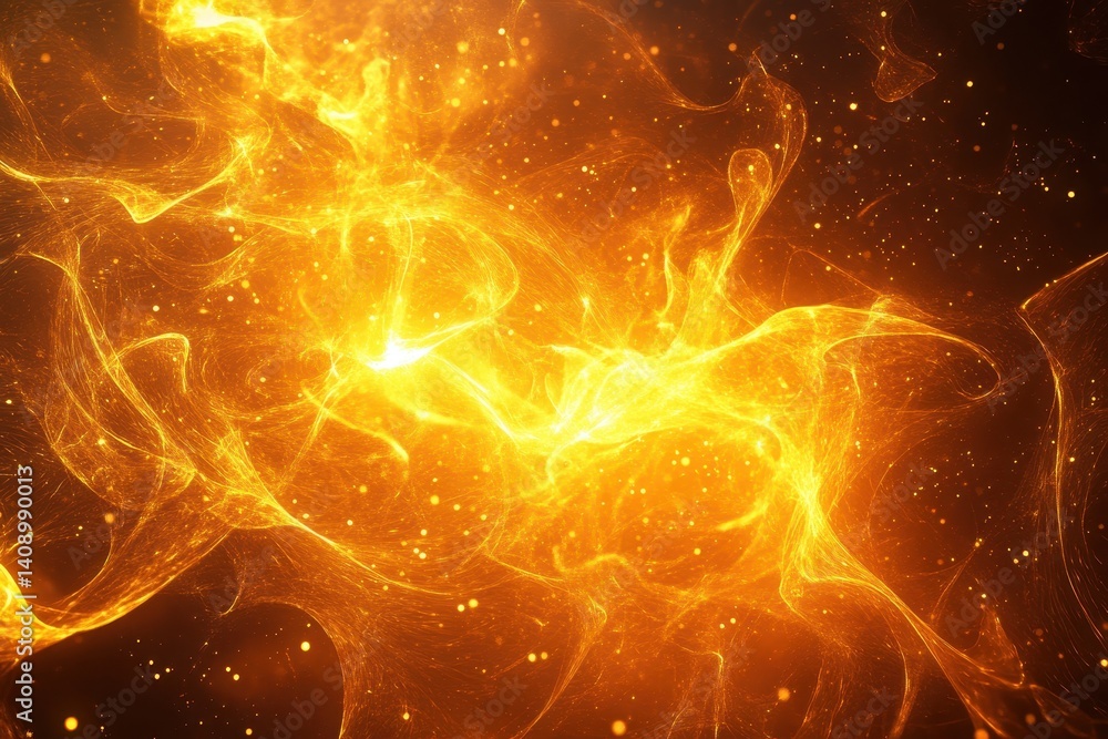 Poster Flickering particles in vibrant motion create an energetic display of light and color, Flickering Particles, random motion of particles, able