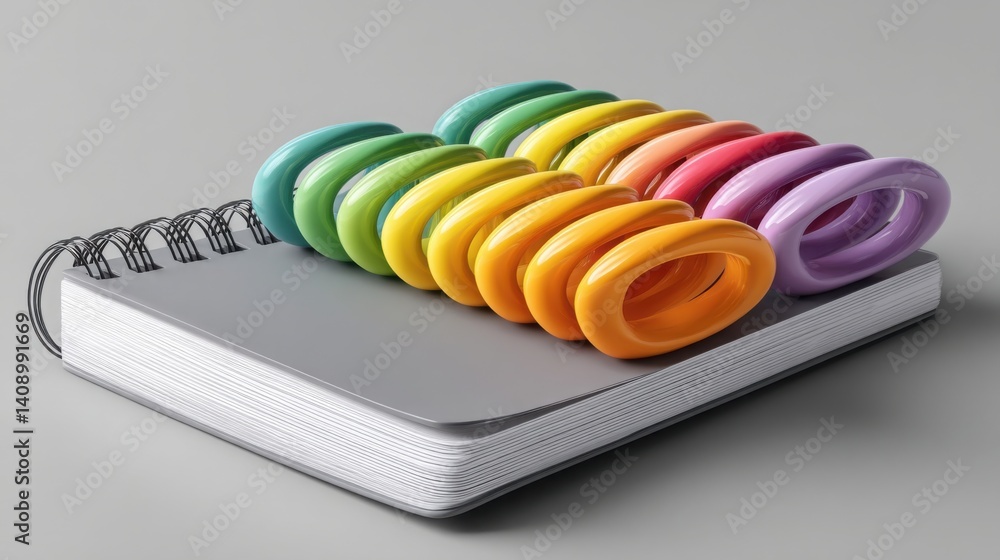 Poster open book surrounded by colorful spirals representing creativity and imagination in the world of lea