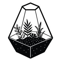  terrarium silhouette vector icon with white background