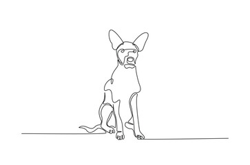 Cute dog in continuous one line drawing. Single line art illustration of cute puppy. Editable vector.