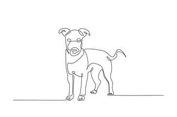 Cute dog in continuous one line drawing. Single line art illustration of cute puppy. Editable vector.