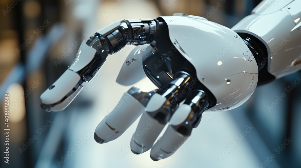 Aufkleber a sleek robotic hand extends gracefully in a modern, high-tech setting, showcasing intricate design 