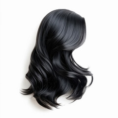 Naklejka premium Black hair wig isolated on a white background