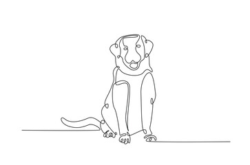 Cute dog in continuous one line drawing. Single line art illustration of cute puppy. Editable vector.