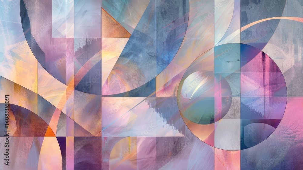 Poster abstract circle geometric shapes effect on surface of digital cyber design express scene of cyberspa