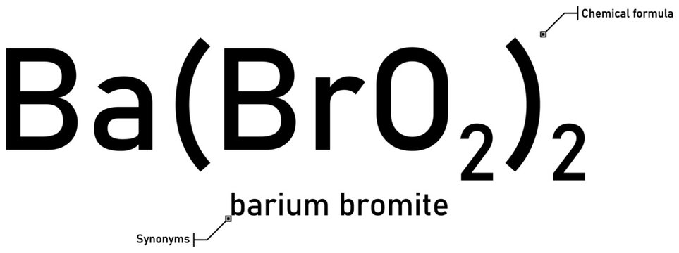 Barium bromite chemical formula and synonyms with callout titles