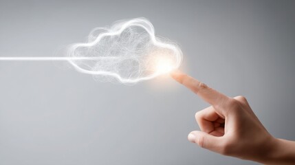 Glowing touchpoint connecting ai icon to finance cloud with modern technology and networking in digital world today