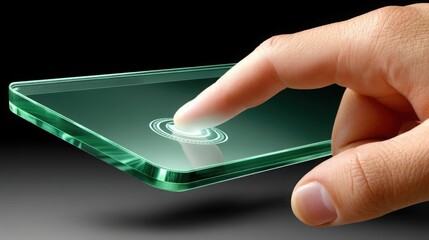 Touchscreen tap approving floating financial form with modern technology in a digital environment for efficiency today