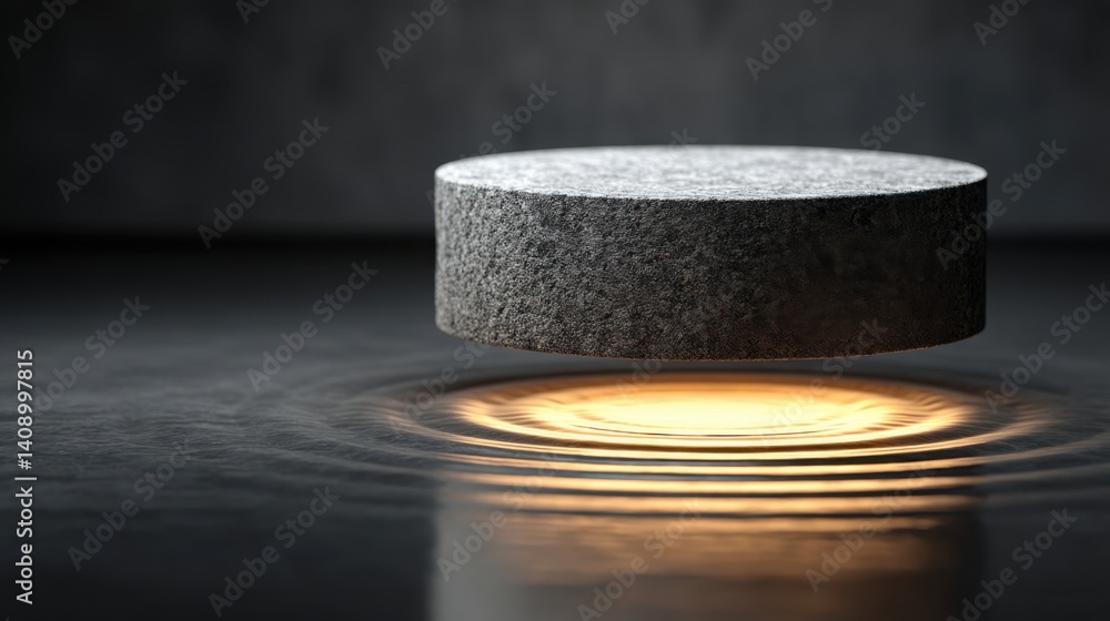 Poster visual representation of a vault floating above a glowing ripple symbolizing stability and positive 