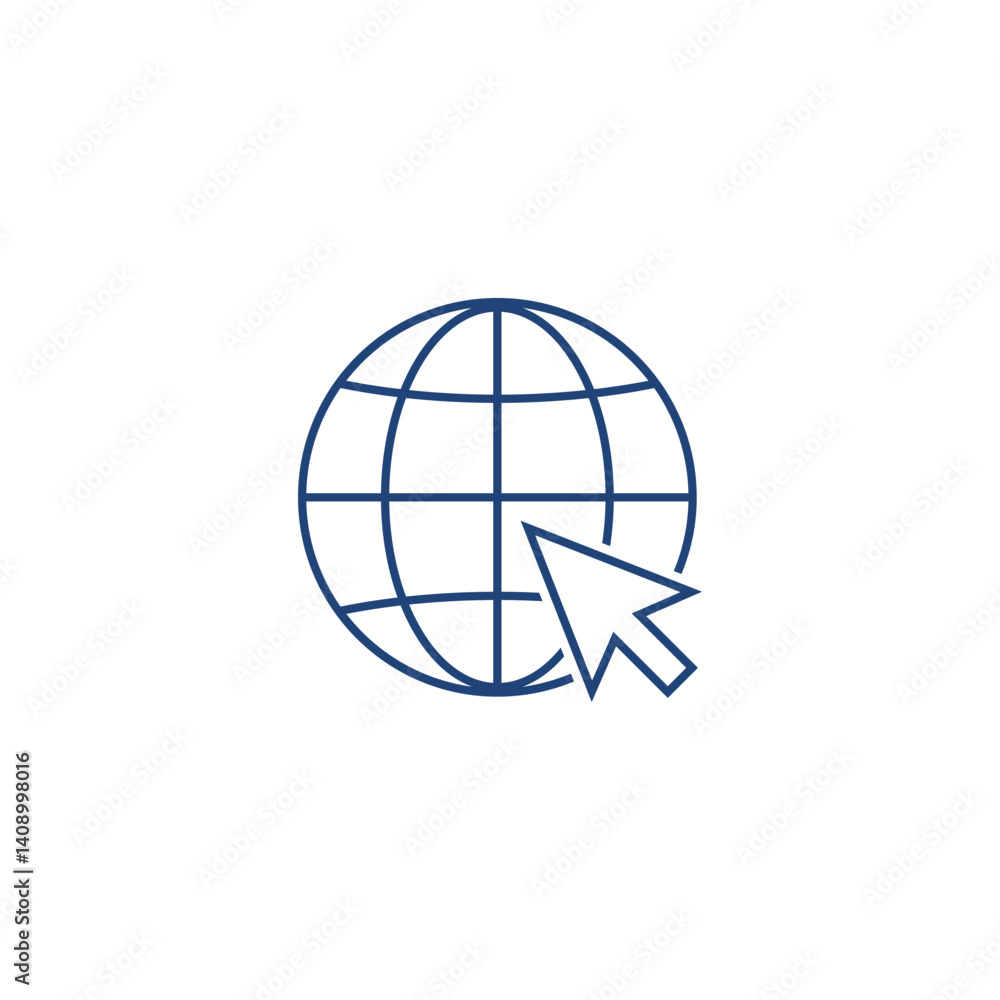 Poster go to web blue icon in flat style isolated on white background