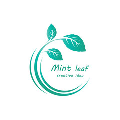 Mint leaf logo vector element template and symbol