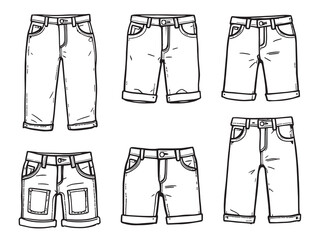 Straight jeans line art vector illustration