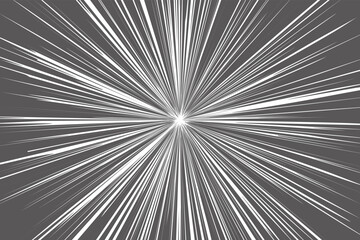 Manga speed lines effect. Anime comic radial burst background. Light rays power splash. Vector black stripes abstract perspective template.