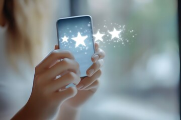 Smartphone screen with glowing stars