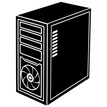 black computer tower graphic clip art preview