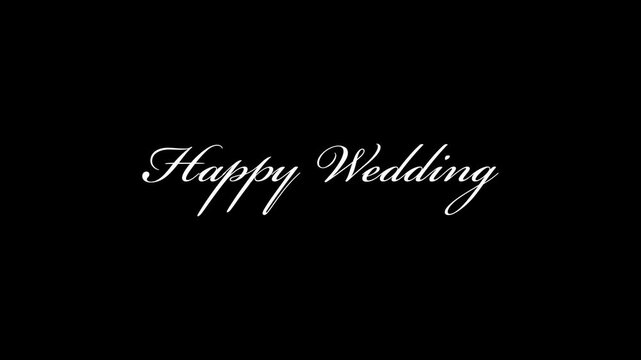 Happy Weddingの筆記体の文字を書くアニメーション