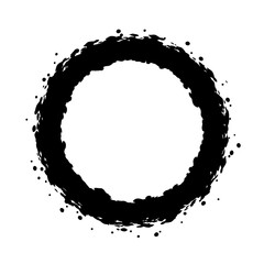 Mystical Circle: An abstract, high-contrast illustration captures a perfect circle painted in a bold black ink, the edges of the circle soft, textured. 