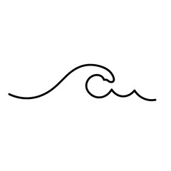 Serene Wave's Grace: A minimalist design elegantly captures a singular wave, Its smooth lines and graceful curve embody tranquility and the ocean's natural beauty.