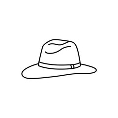 Line Art Fedora: A simple line art illustration showcases a classic fedora hat. 