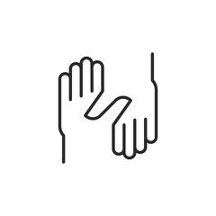 Hands icon. Simple two hands icon representing solidarity, unity, and collective strength. A powerful symbol for social movements, protests, and empowerment initiatives. Vector illustration