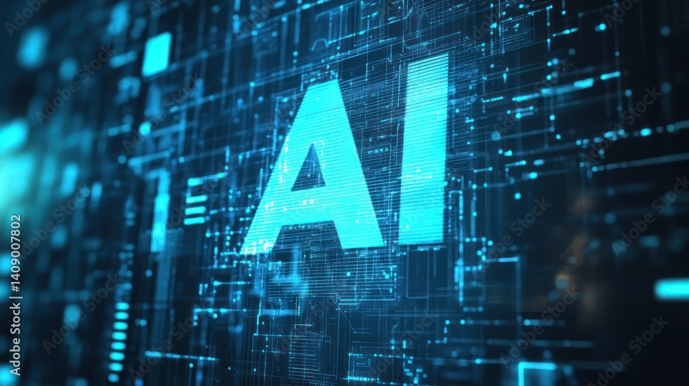 Poster a stunning visualization of artificial intelligence, showcasing the integration of digital data and 